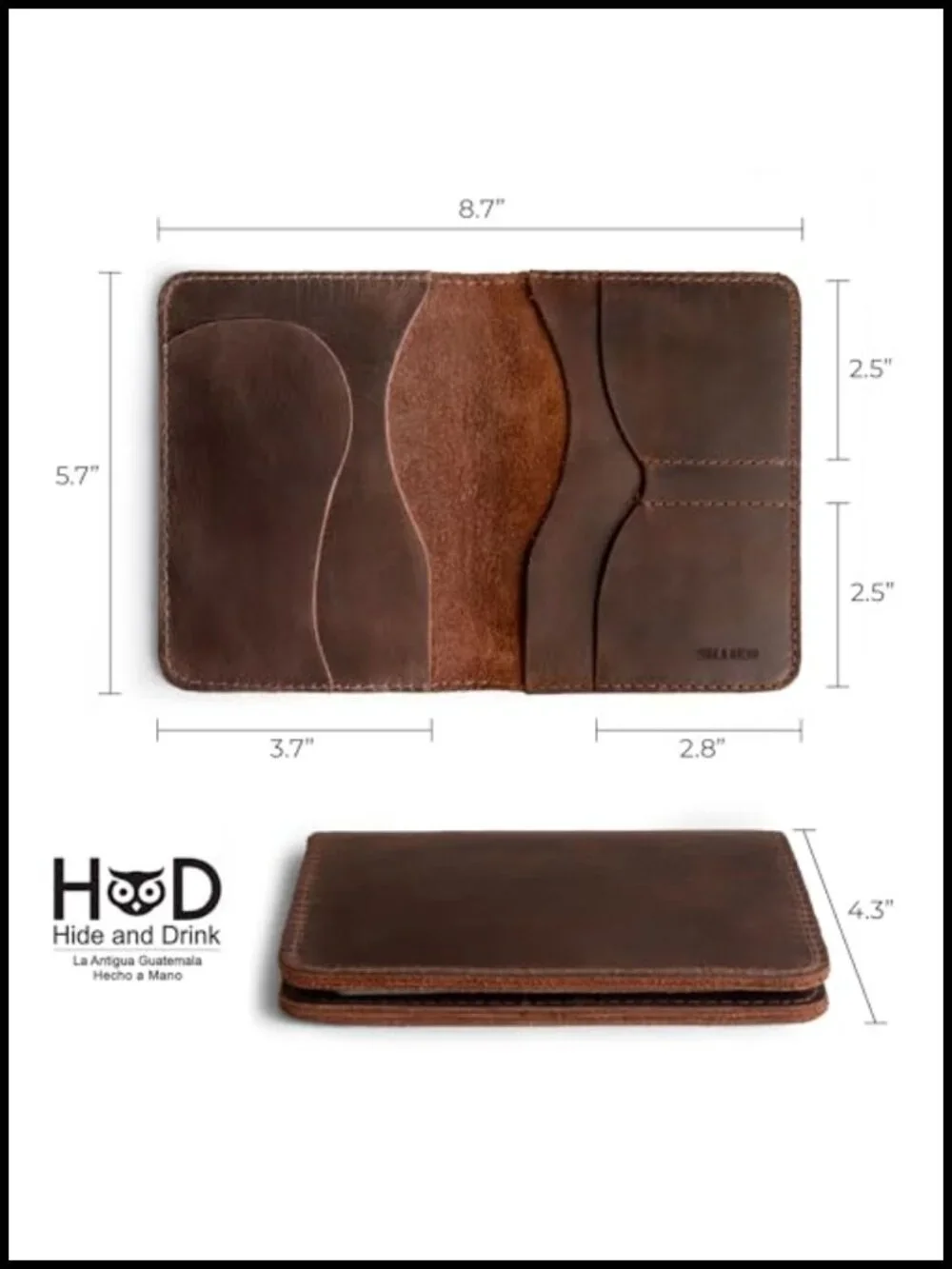 Full Grain Leather Passport Cover with ID Organizer and Key Holder